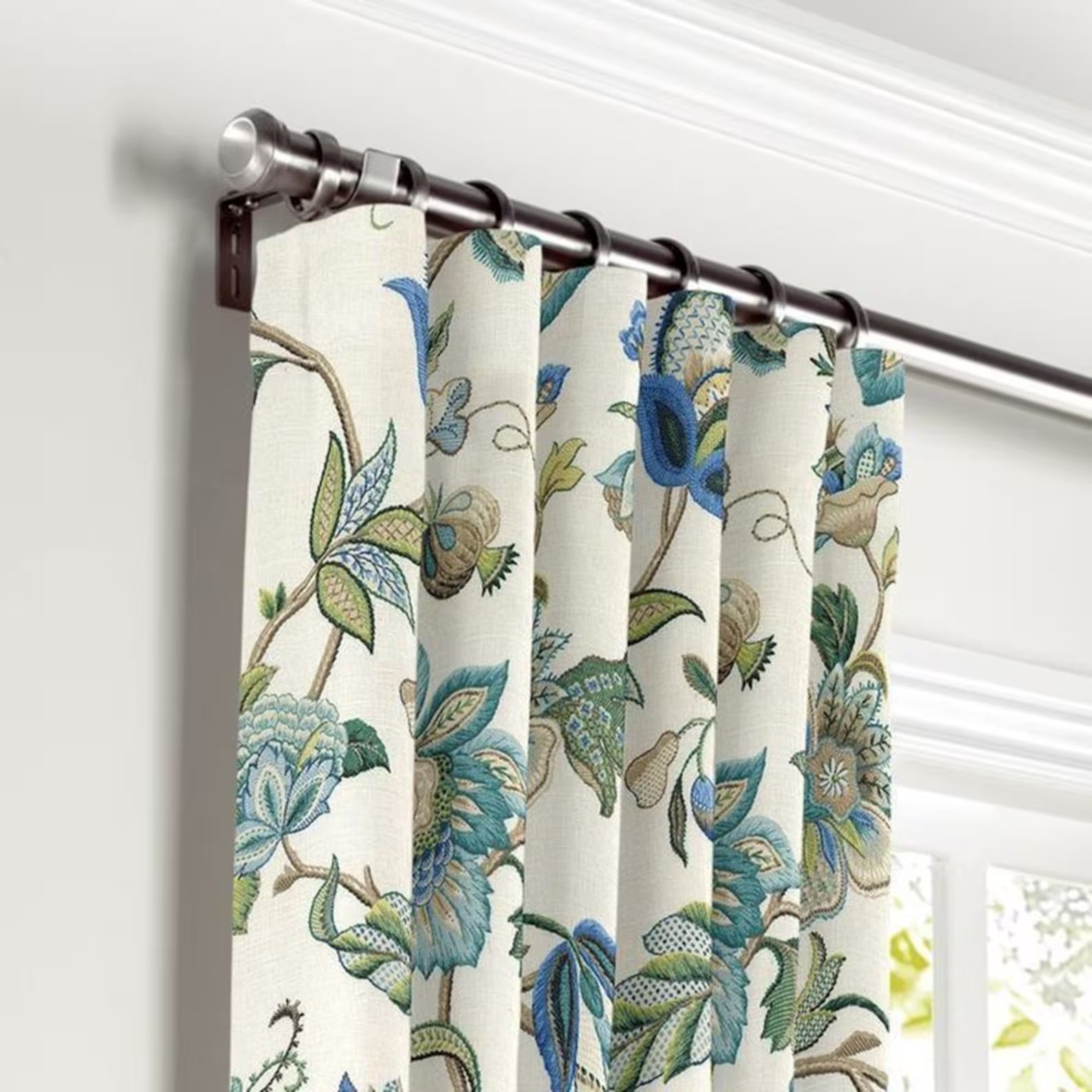 Jacobean linen Curtain Panel