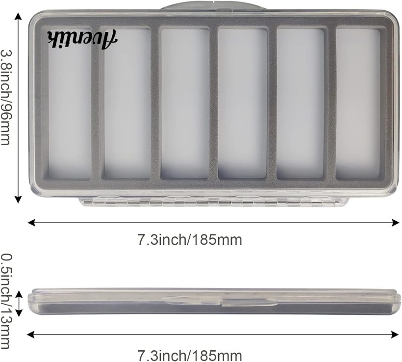 Aventik Fly Fishing Boxes Super Slim Transparent Design Magnetic Pad Compartments Tackle Foam Boxes 7.3X3.8X0.5inch - Image 2