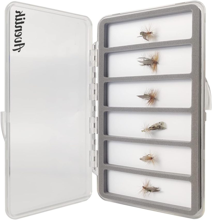 Aventik Fly Fishing Boxes Super Slim Transparent Design Magnetic Pad Compartments Tackle Foam Boxes 7.3X3.8X0.5inch - Image 4