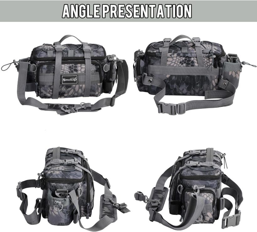 Sougayilang Fishing Tackle Bags with 3600 Tackle Tray - Fishing Tackle Storage Bags for Saltwater or Freshwater Fishing Gear - Padded Shoulder Strap - Tackle Box Bag Fishing Bag(Grey) - Image 7